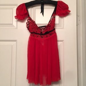 Red and black sheer night gown